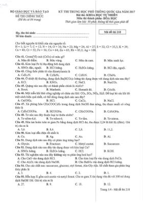 Đề thi Trung học phổ thông Quốc gia môn Hóa học năm 2017 - Mã đề 218